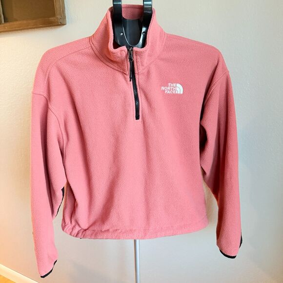 The North Face TKA Kataka 1/4 Zip Cropped Fleece Women's Sweater Faded Rose S - Picture 2 of 7
